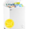 3.5 Cubic Feet Chest Freezer Small Deep Freezers with Removable Storage Basket Free Standing Top Door Compact Freezer 7 Gears Temperature Control for Office Dorm Apartment