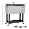 80 Quart Qt Rolling Cooler Ice Chest for Outdoor Patio Deck Party, Grey, Portable Party Bar Cold Drink Beverage Cart Tub, Backyard Cooler Trolley on Wheels with Shelf, Stand, & bottle opener - Image 3