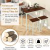 3-Piece Bar Table Set - Counter Height Pub Table w/ 2 Stools, 2 Wine Holders, Rubber Wooden Legs, Space-Saving Dinette Table Set for Bar, Kitchen, Living Room, Cream White & Walnut - Image 6