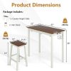 3-Piece Bar Table Set - Counter Height Pub Table w/ 2 Stools, 2 Wine Holders, Rubber Wooden Legs, Space-Saving Dinette Table Set for Bar, Kitchen, Living Room, Cream White & Walnut - Image 7